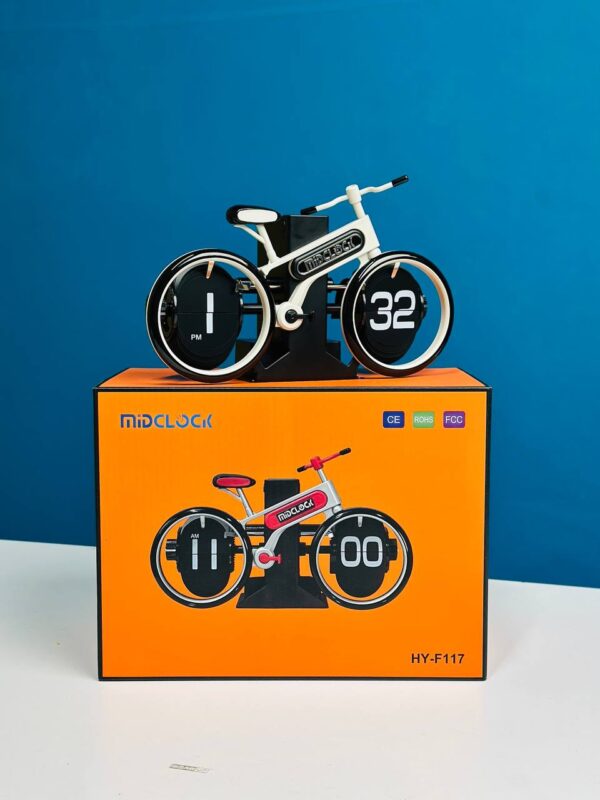 MidClock HY-F117 Unique Bicycle Vintage Flip Desk Clock - Image 4